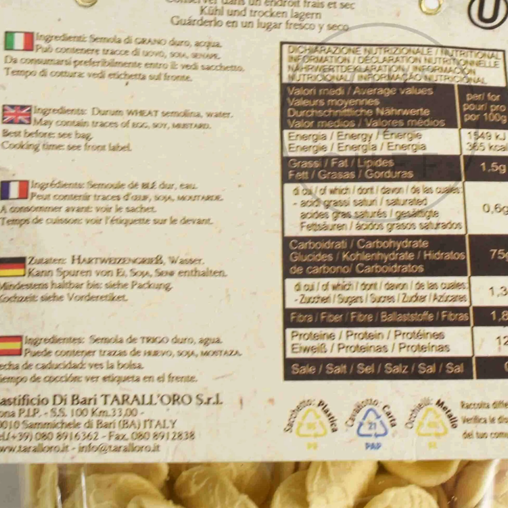 Best Di Bari Orecchiette Pugliese, 500g Pasta, Rice & Beans|Ingredients Brands
