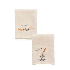 Hot Set of 2 Oysters & Cheers Linen Napkins Table Setting|Kitchen Textiles & Clothing