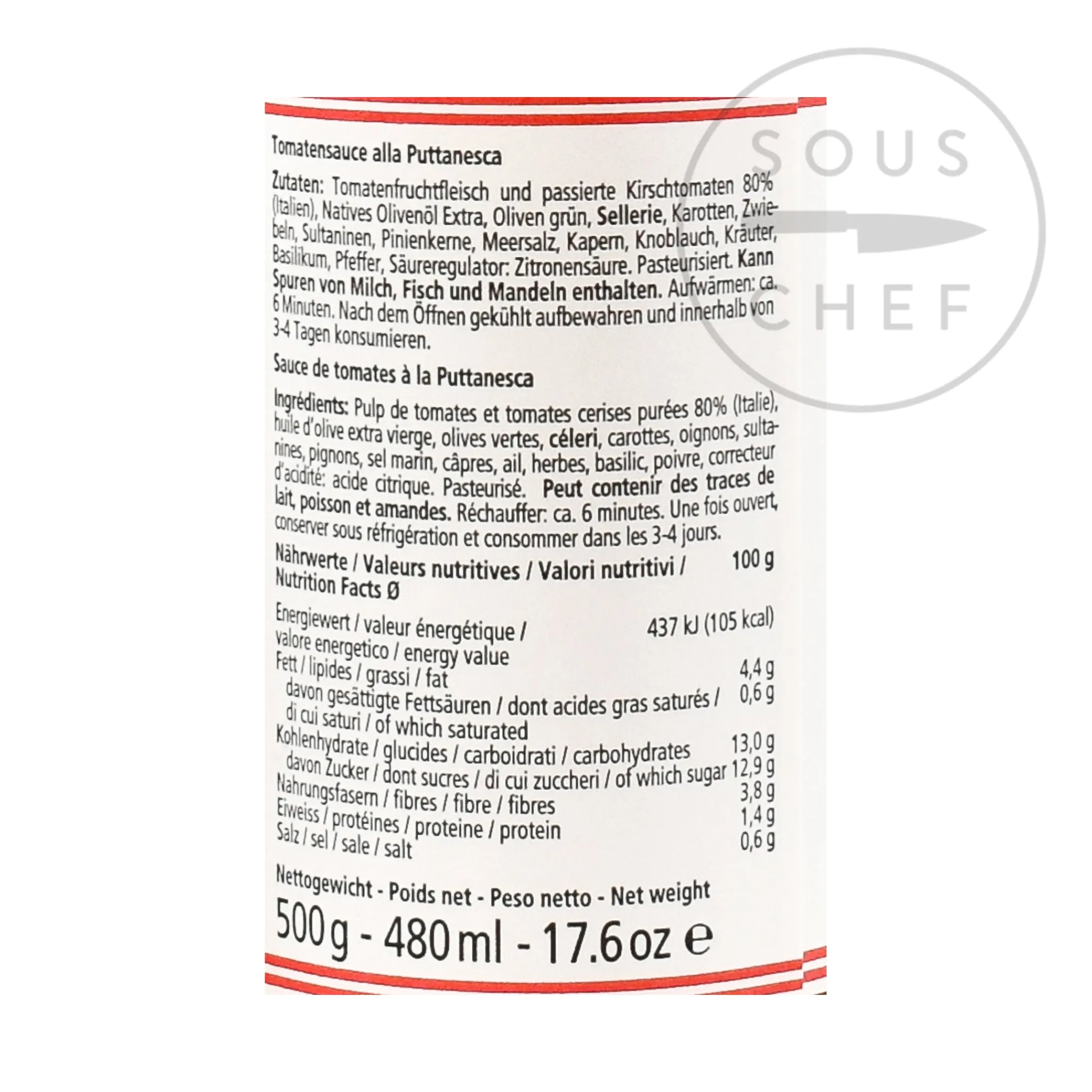 Discount Puttanesca Sauce, 500g Italian Ingredients|Vegetables