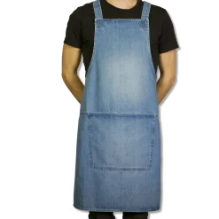 Clearance Denim Suspender Apron in Blue Kitchen Textiles & Clothing