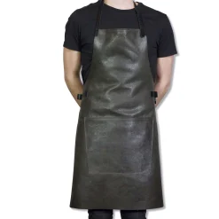 Leather BBQ Apron in Vintage Grey Kitchen Textiles & Clothing