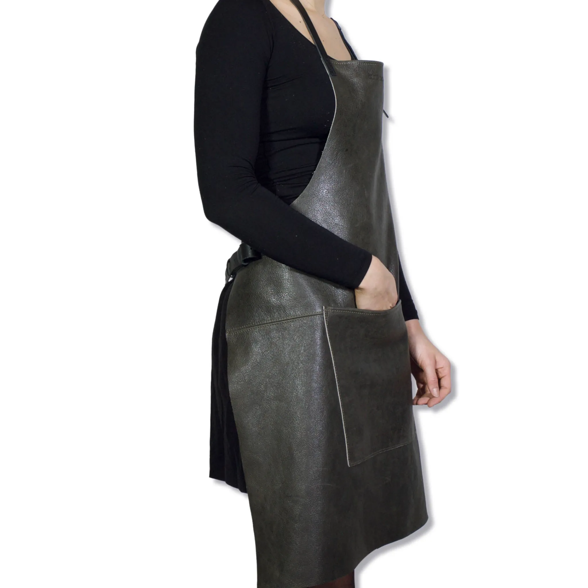 Leather BBQ Apron in Vintage Grey Kitchen Textiles & Clothing