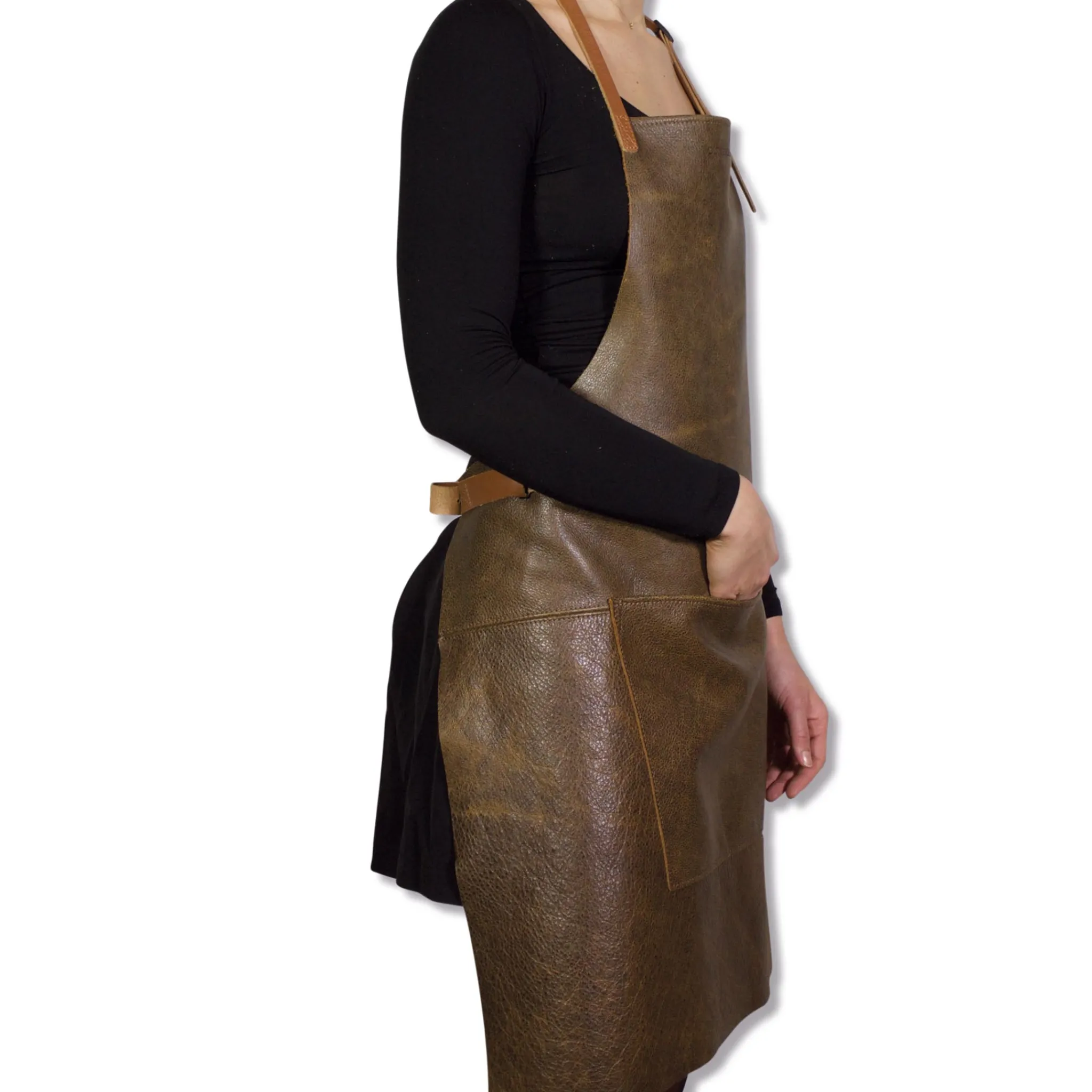 Outlet Leather BBQ Apron in Vintage Brown Kitchen Textiles & Clothing