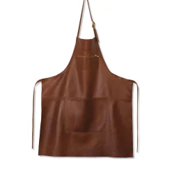 New Leather Zipper Apron in Classic Brown Kitchen Textiles & Clothing