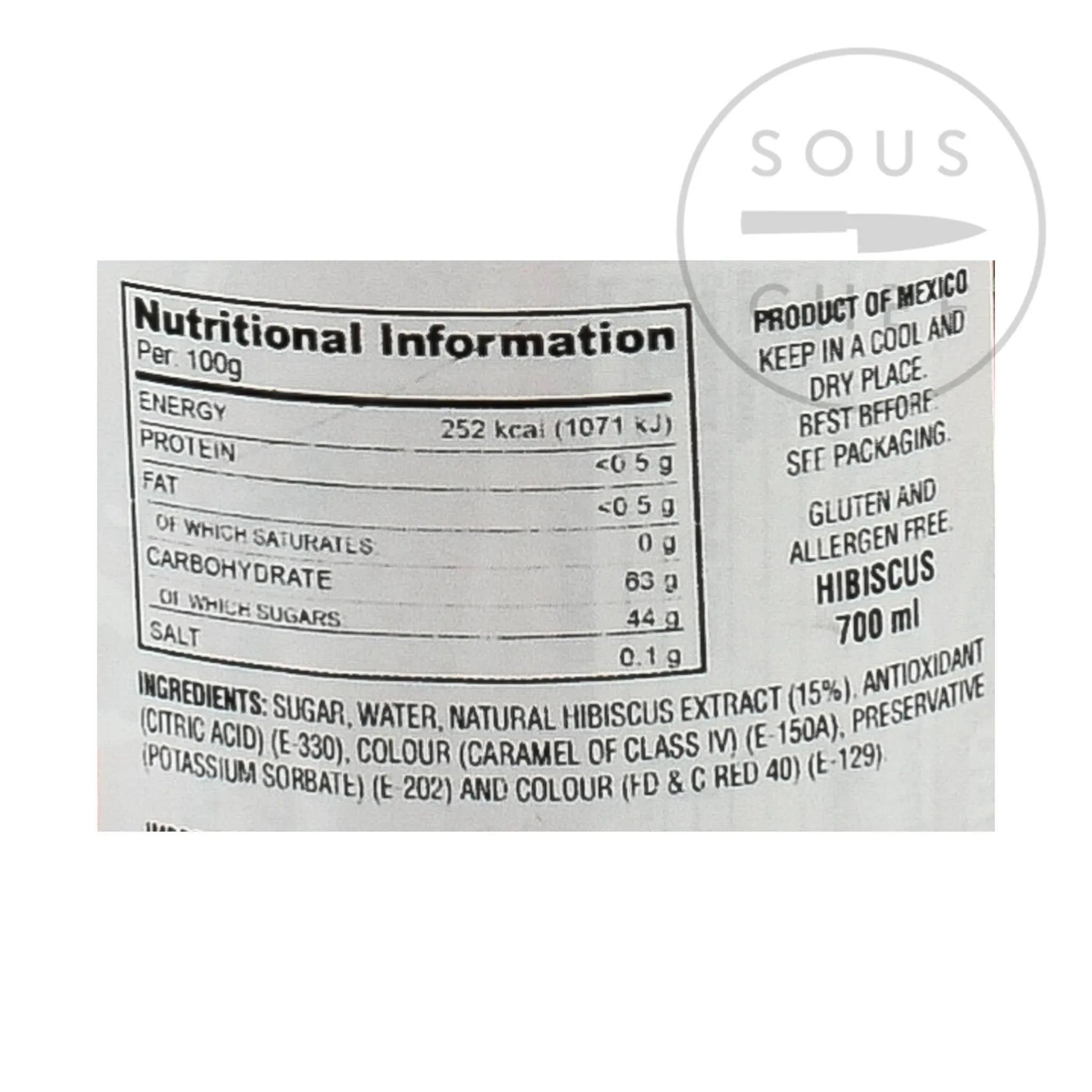 Concentrated Hibiscus Syrup, 700ml Ingredients Brands|Mexican Ingredients