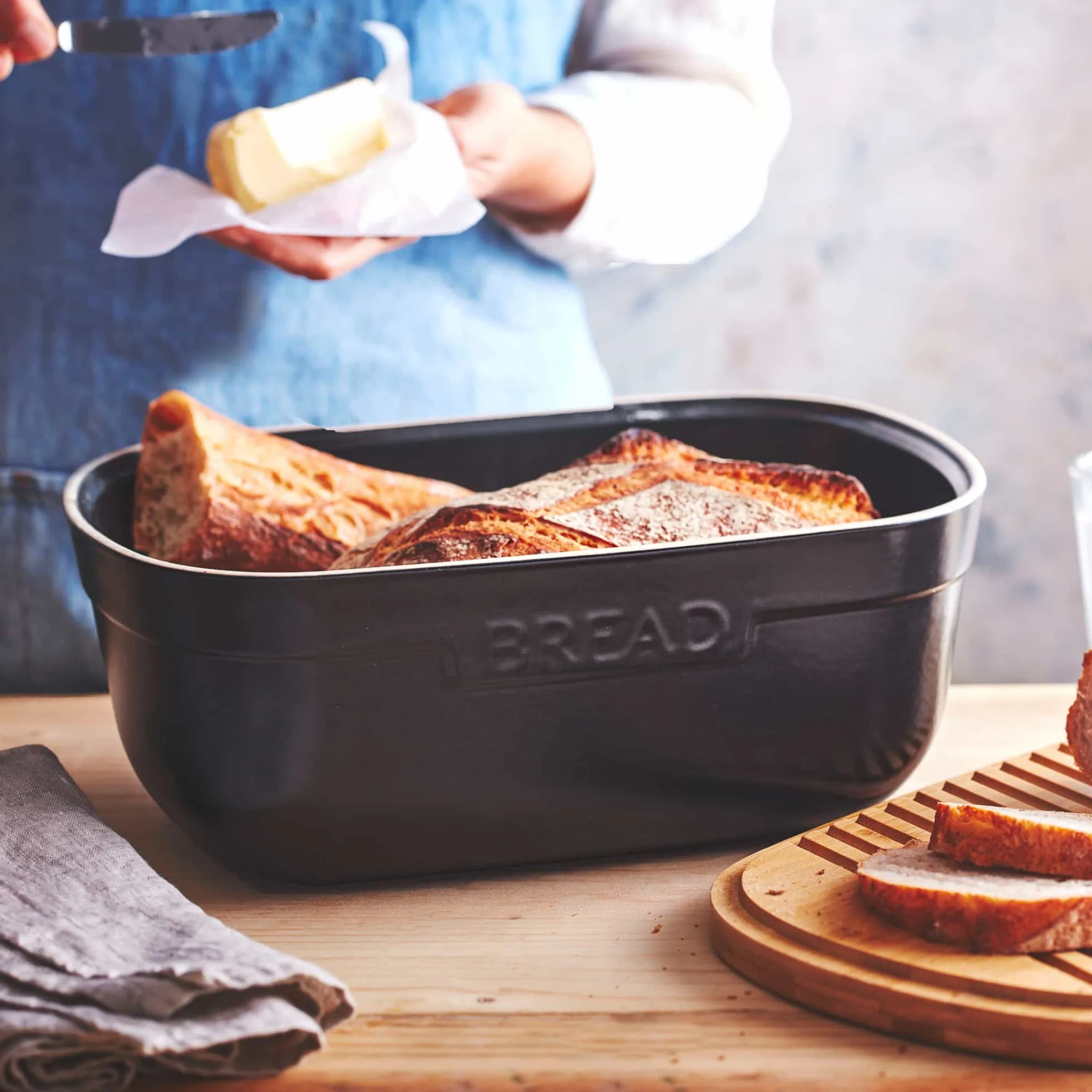 Online Black Bread Storage Box French Ingredients|Food Storage & Containers