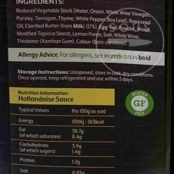Hot Signature Hollandaise Sauce, 1 litre Ingredients Brands|Stock & Bouillon