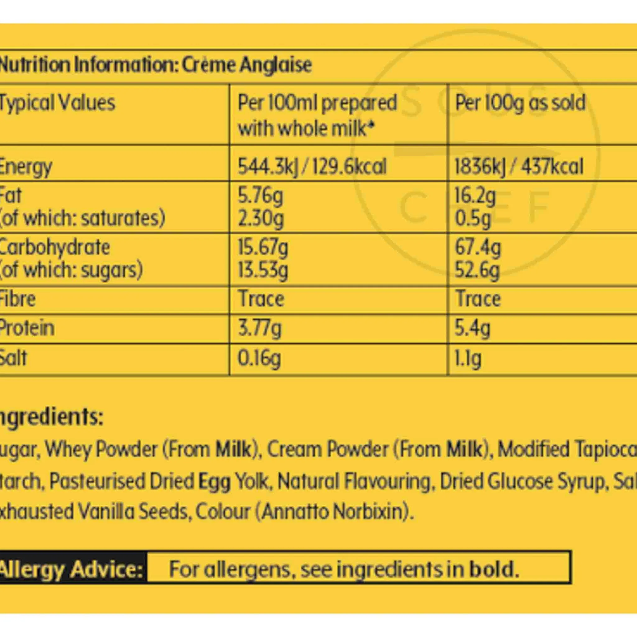 Sweet Creme Anglaise Sauce, 1.02kg Ingredients Brands|Sauces & Condiments