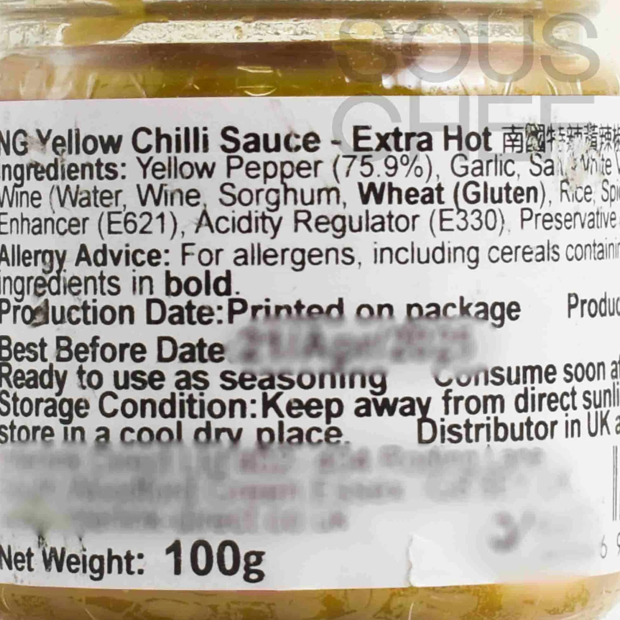 Outlet Extra Hot Yellow Chilli Sauce, 100g Ingredients Brands|Chinese Ingredients