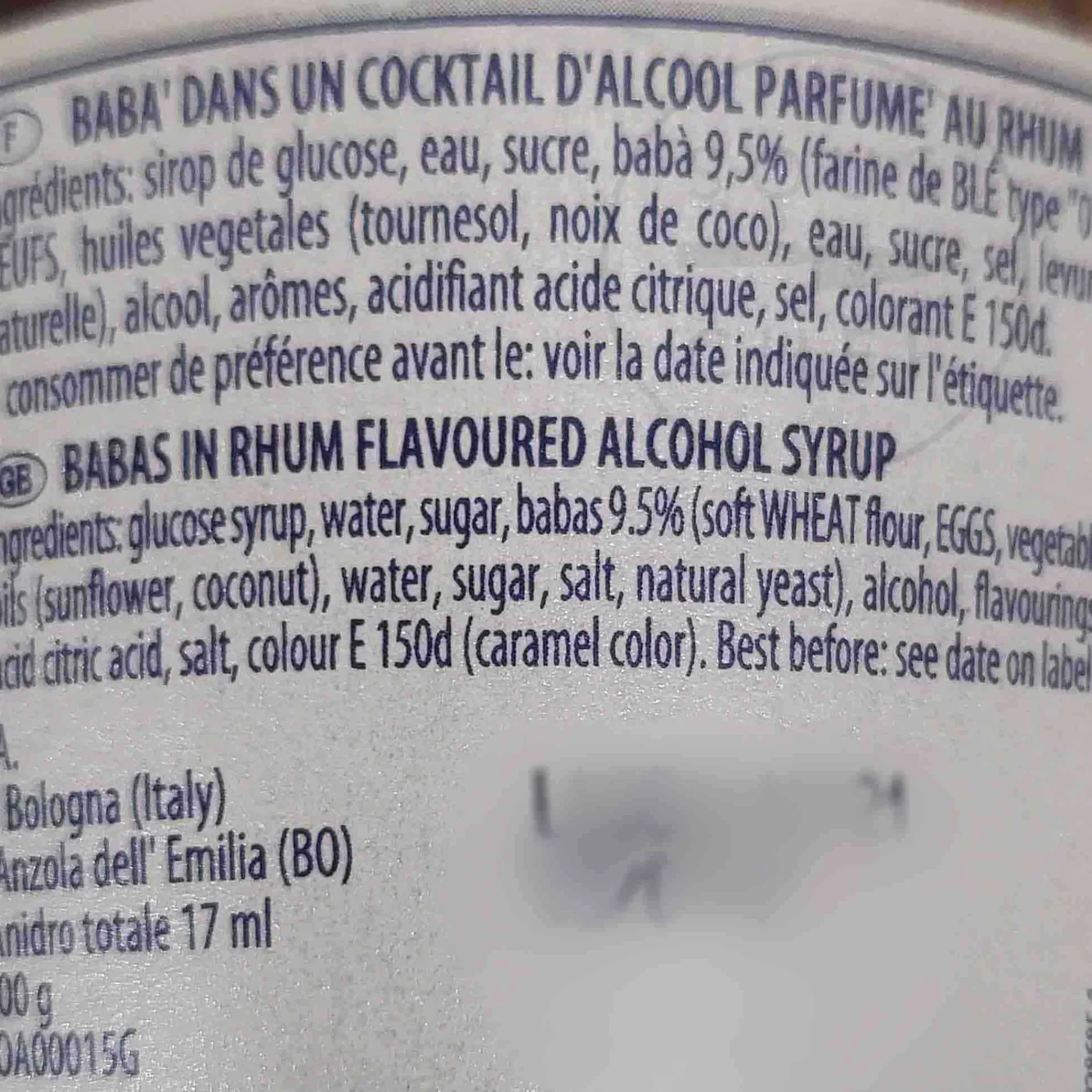 Online Rhum Baba, 390g Ingredients Brands|Italian Ingredients