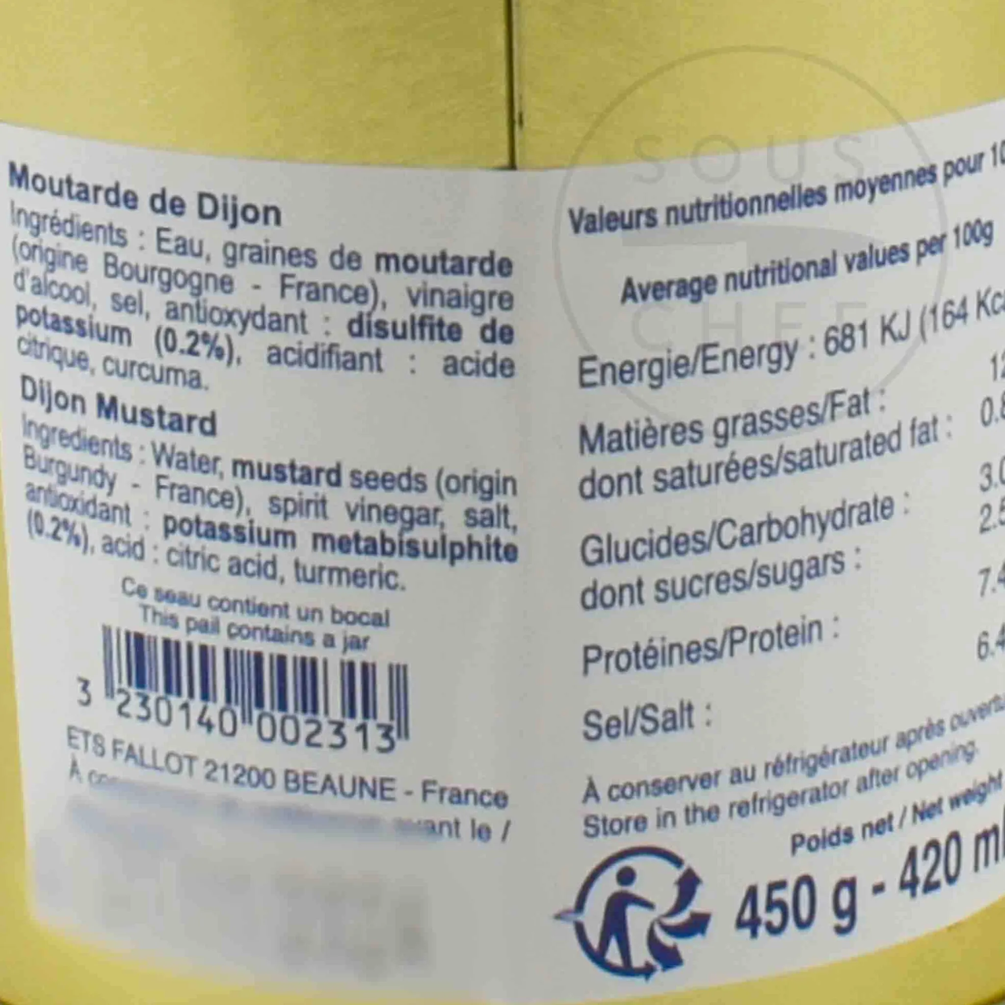 Dijon Mustard In Gift Metal Bucket, 450g Ingredients Brands|French Ingredients