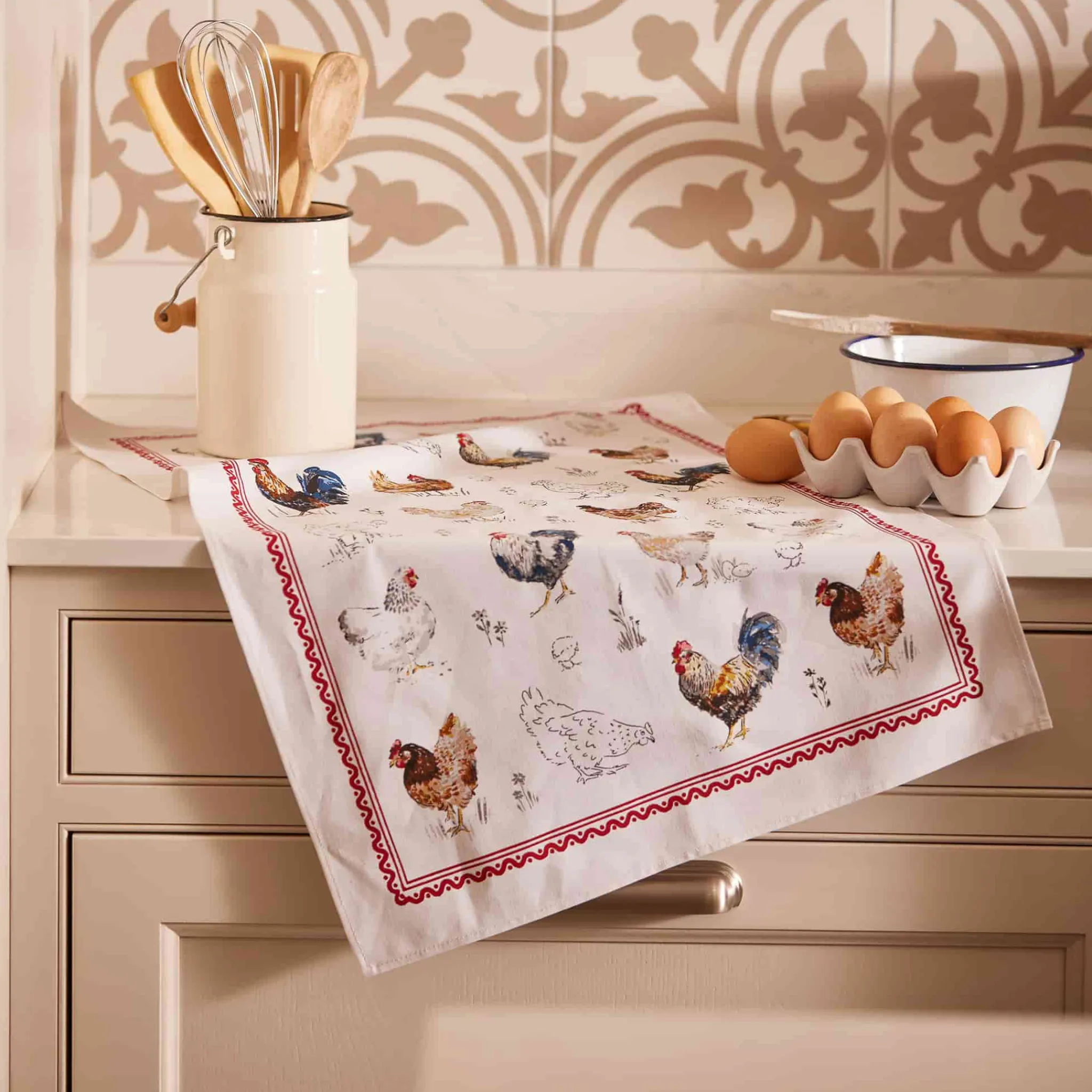Discount Farm Birds Cotton Tea Towel Kitchen Textiles & Clothing
