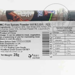 Five Spice Seasoning, 28g Ingredients Brands|Herbs & Spices