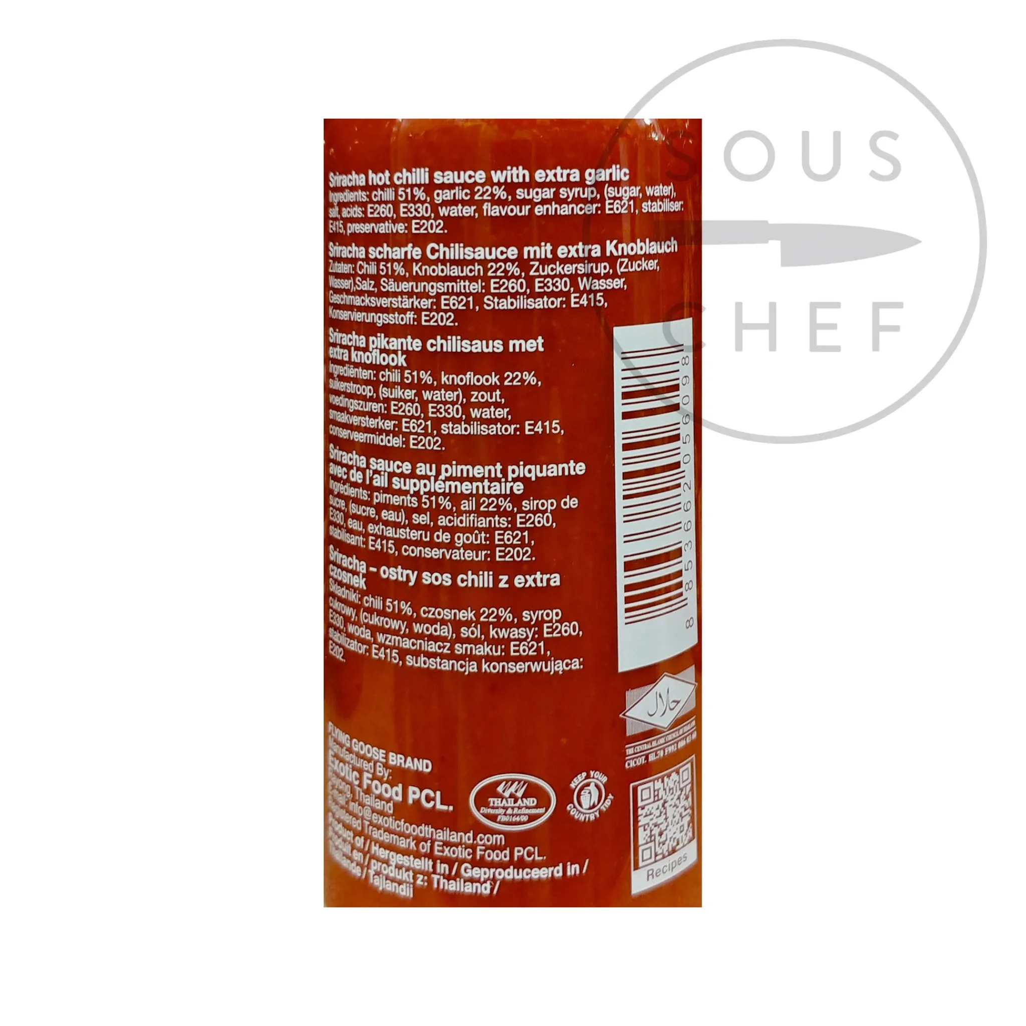 Sriracha - Extra Garlic, 455ml Southeast Asian Ingredients|Sauces & Condiments