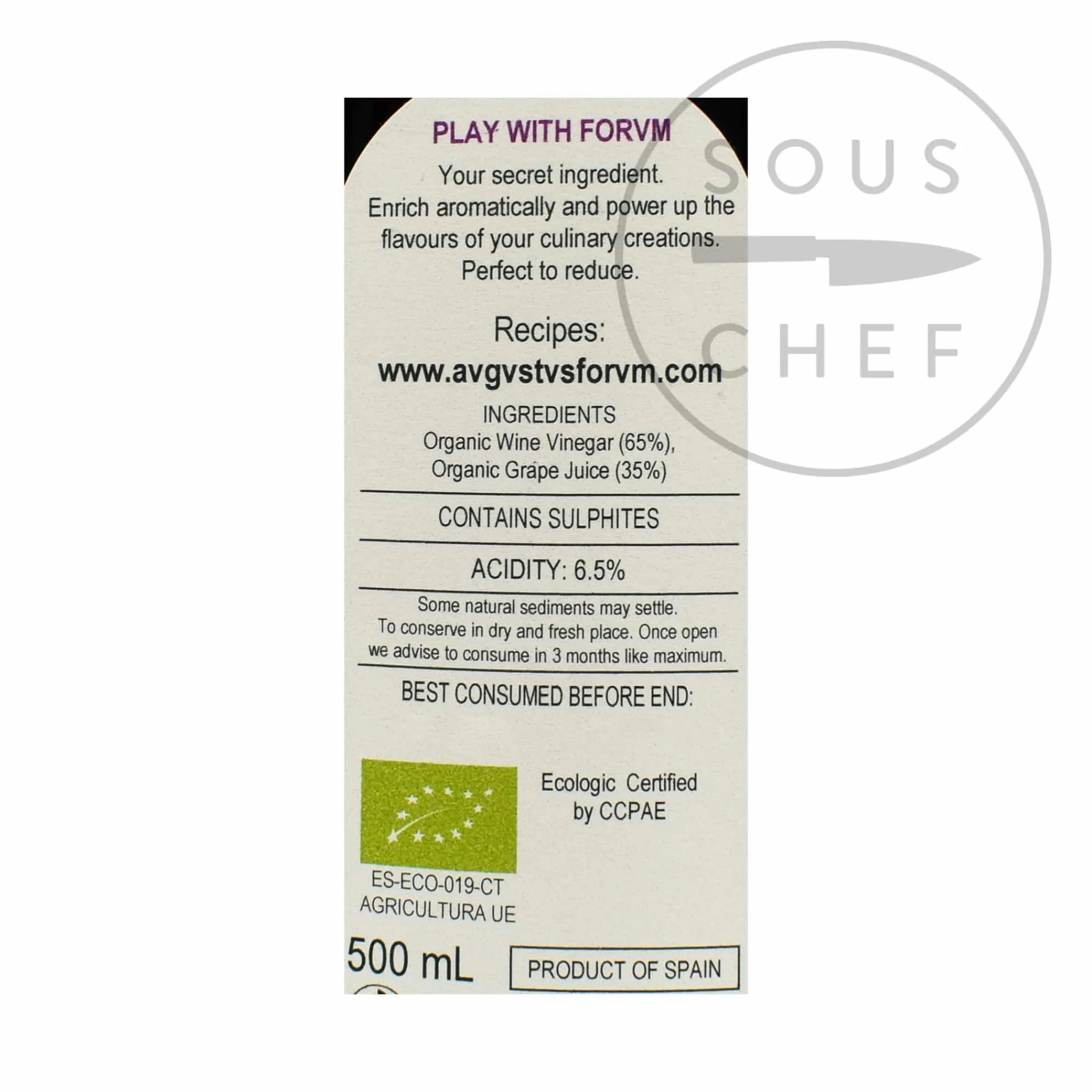 Outlet Organic Merlot Balsamic Vinegar, 500ml Ingredients Brands|Spanish Ingredients