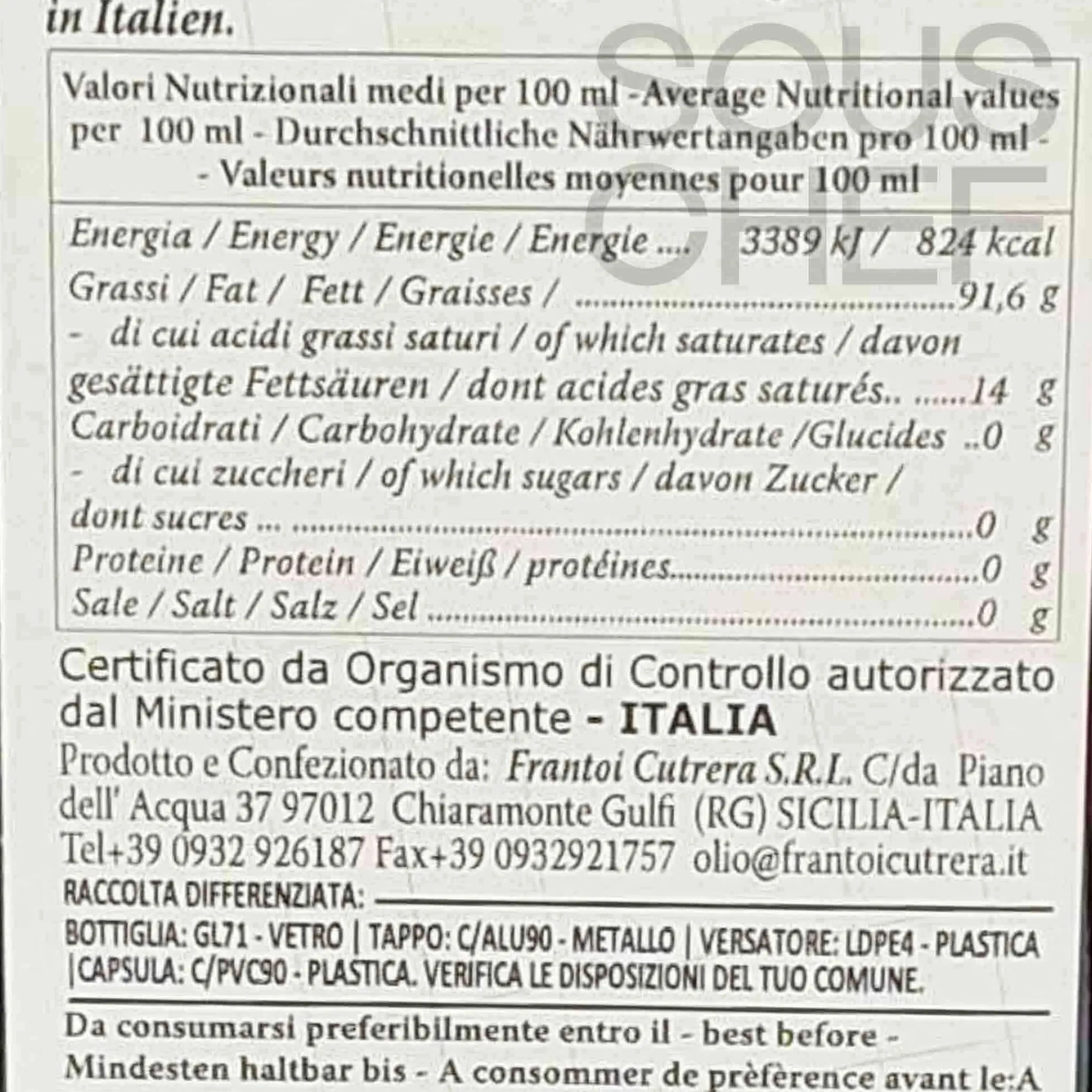 Outlet Nocellara Del Belice Monocultivar PGI Extra Virgin Olive Oil, 500ml Ingredients Brands|Italian Ingredients
