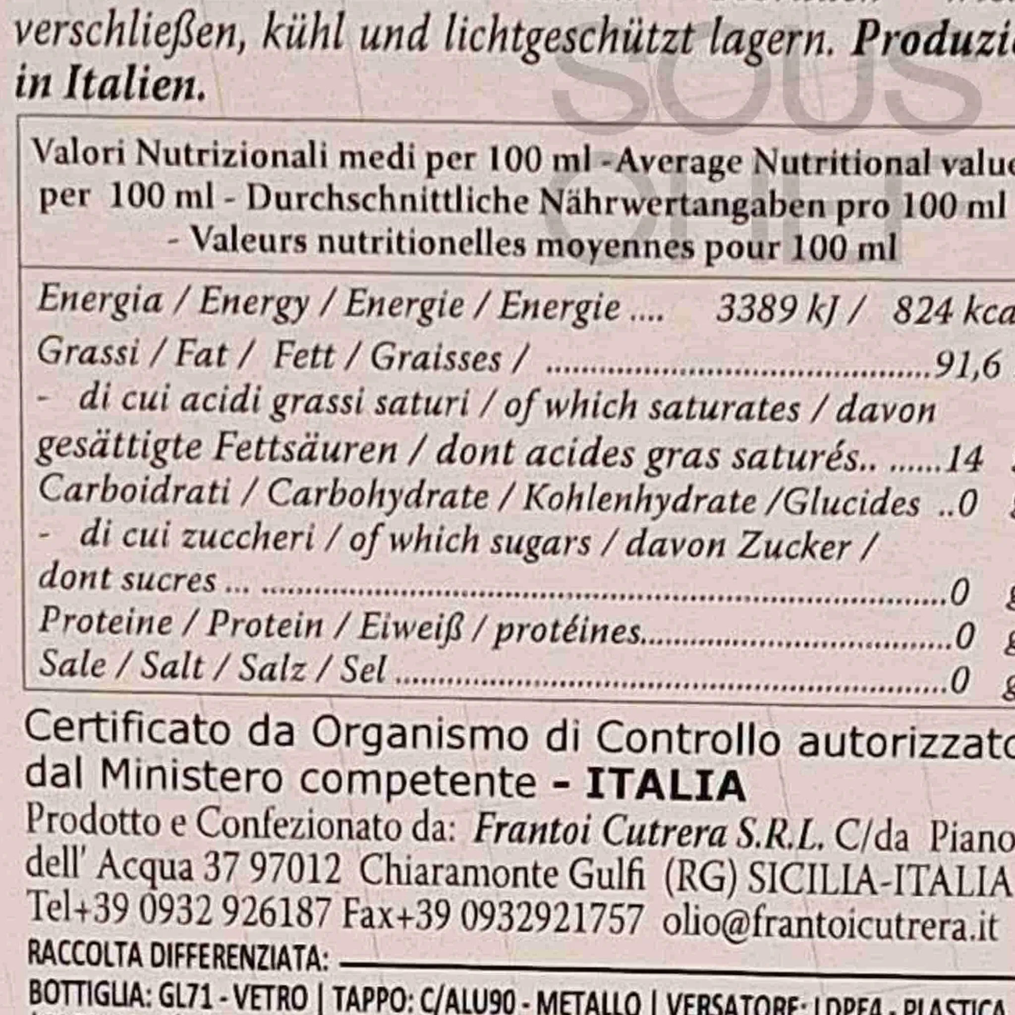 Outlet Tonda Iblea Monocultivar PGI Extra Virgin Olive Oil, 500ml Ingredients Brands|Italian Ingredients