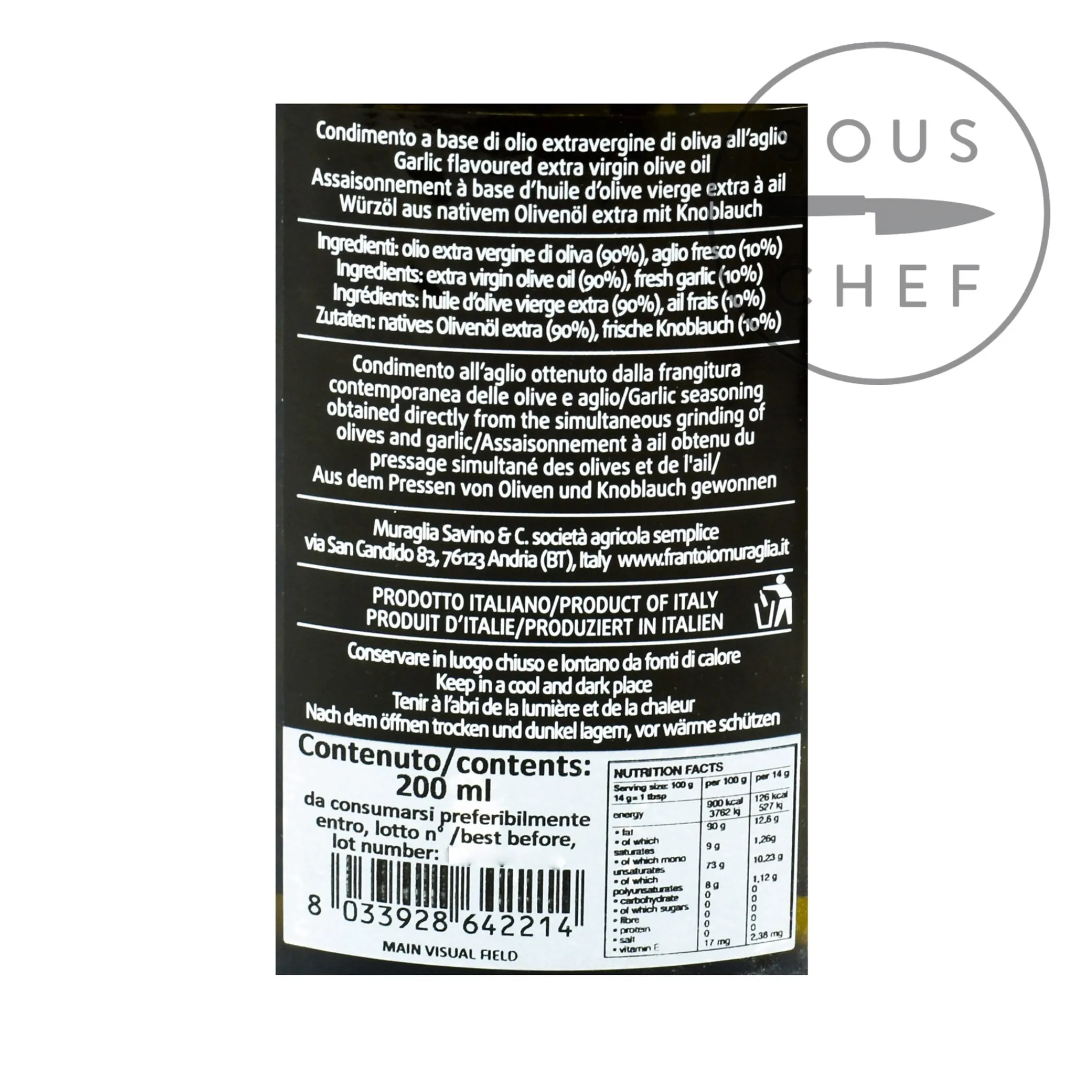 Clearance Aromatic Garlic Extra Virgin Olive Oil, 200ml Ingredients Brands|Italian Ingredients