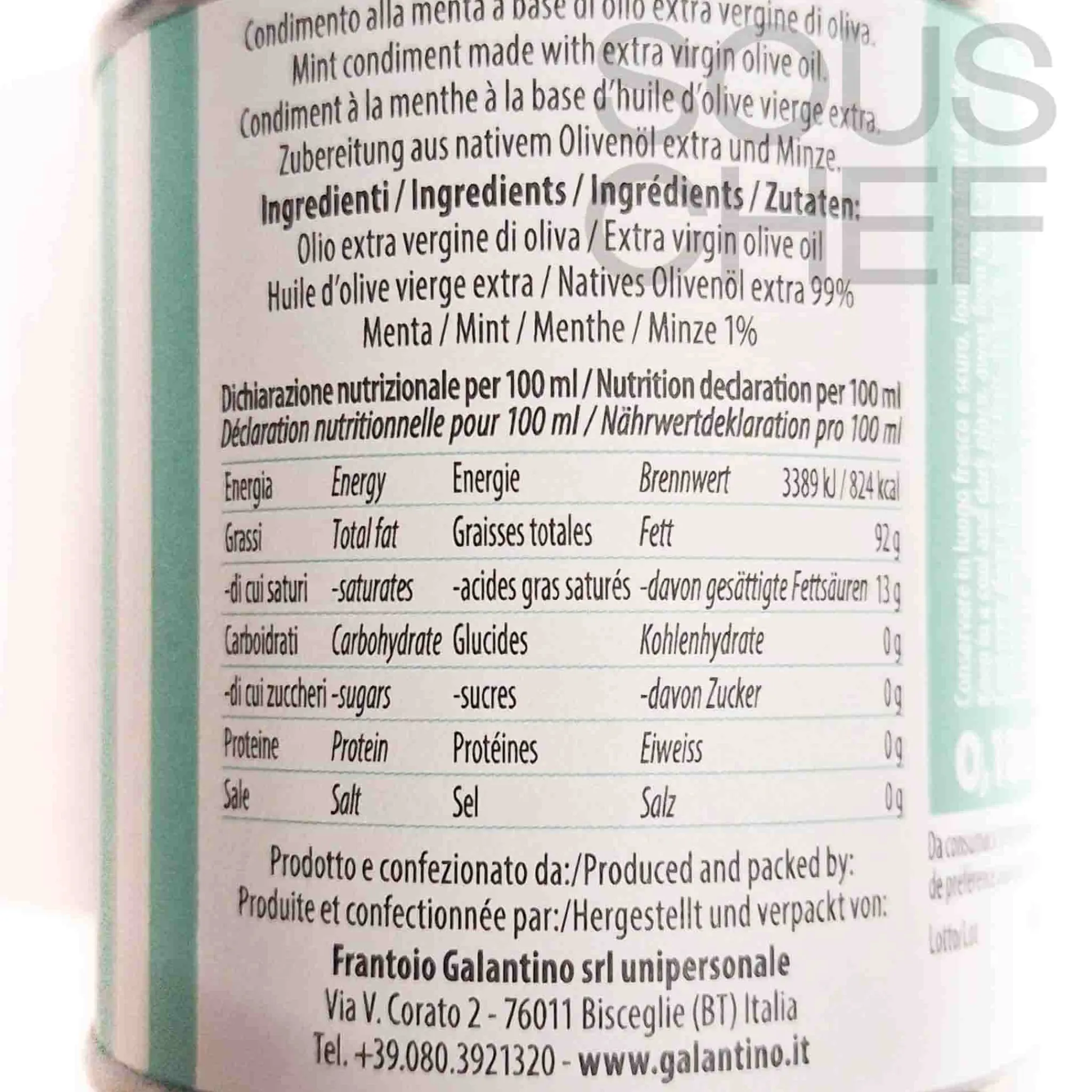 Best Puglian Mint Extra Virgin Olive Oil, 100ml Ingredients Brands|Italian Ingredients