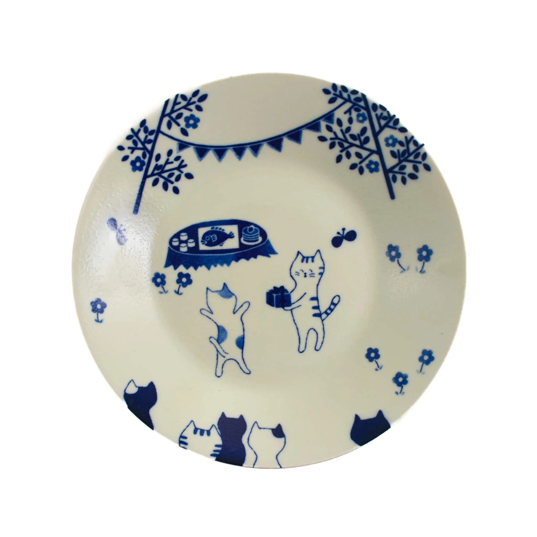 Hot Garden Cat Japanese Round Plate, 24cm Plates|Japanese Tableware