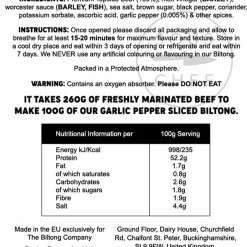 Garlic Pepper Biltong Slices, 250g Ingredients Brands|Snacks
