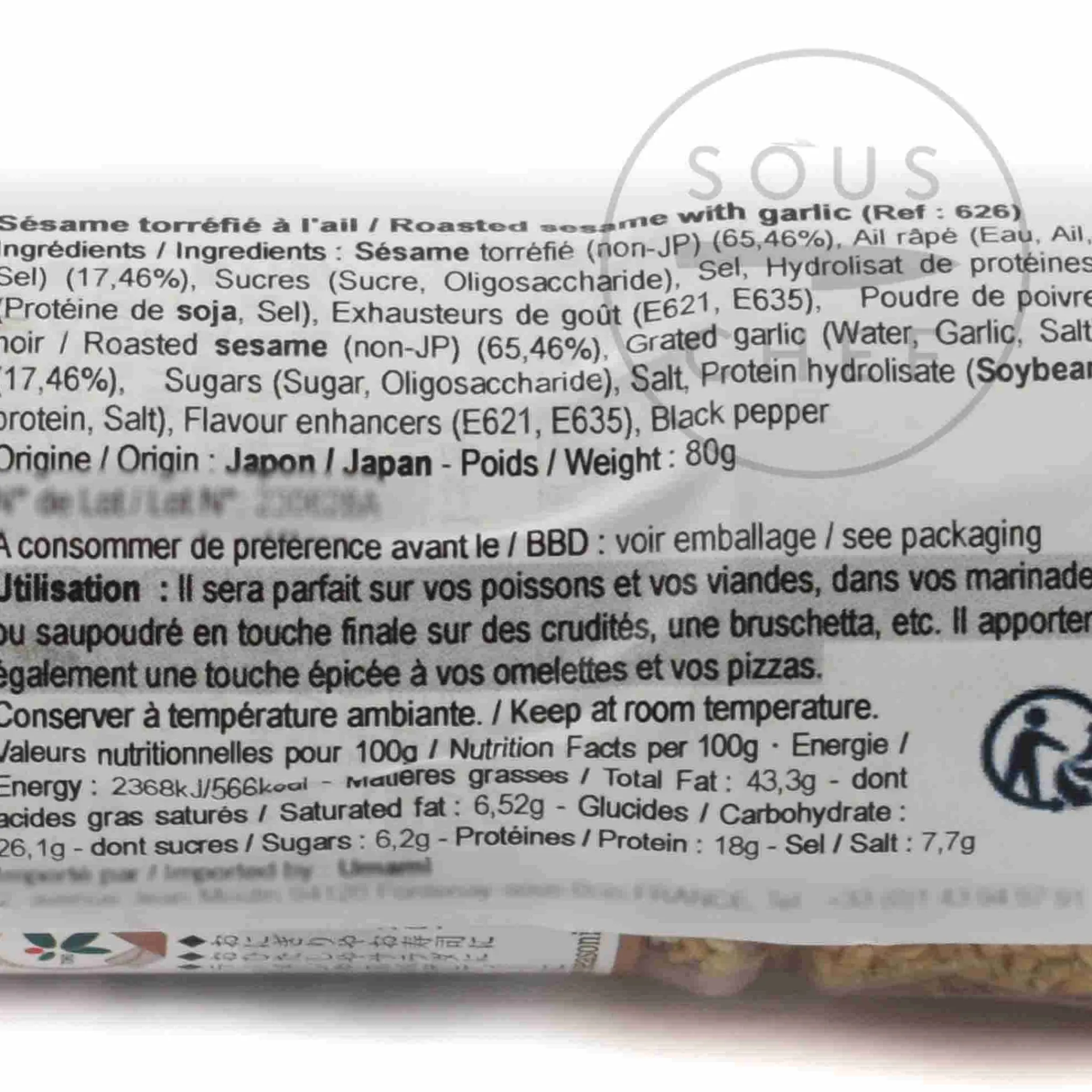 Clearance Garlic Roasted Sesame Seeds, 80g Ingredients Brands|Japanese Ingredients