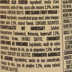 Hot Giusti Sweet and Sour Ginger Condiment, 250ml Ingredients Brands|Italian Ingredients
