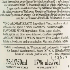 Outlet Giusti Vermouth 17%, 750ml Ingredients Brands|Drinks