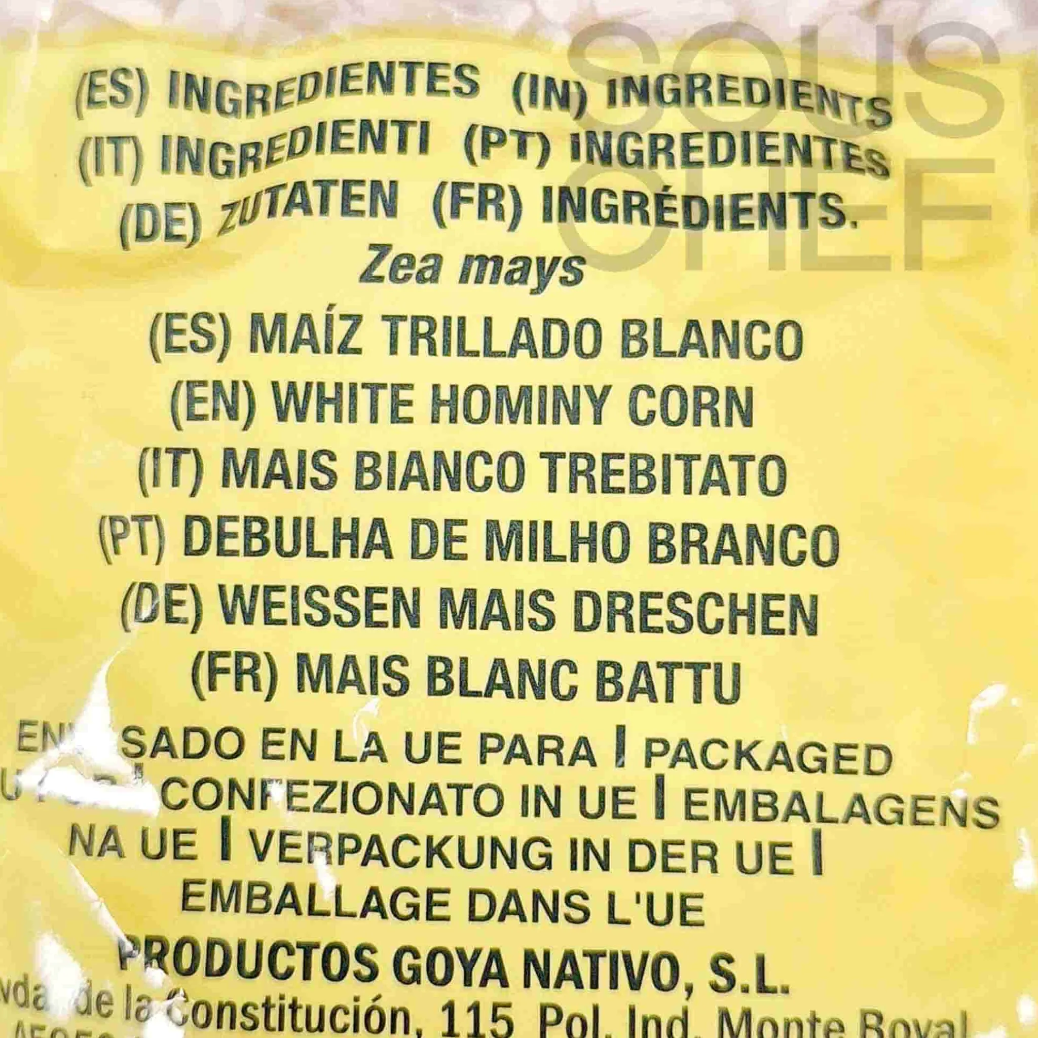 New White Hominy Corn, 500g Ingredients Brands