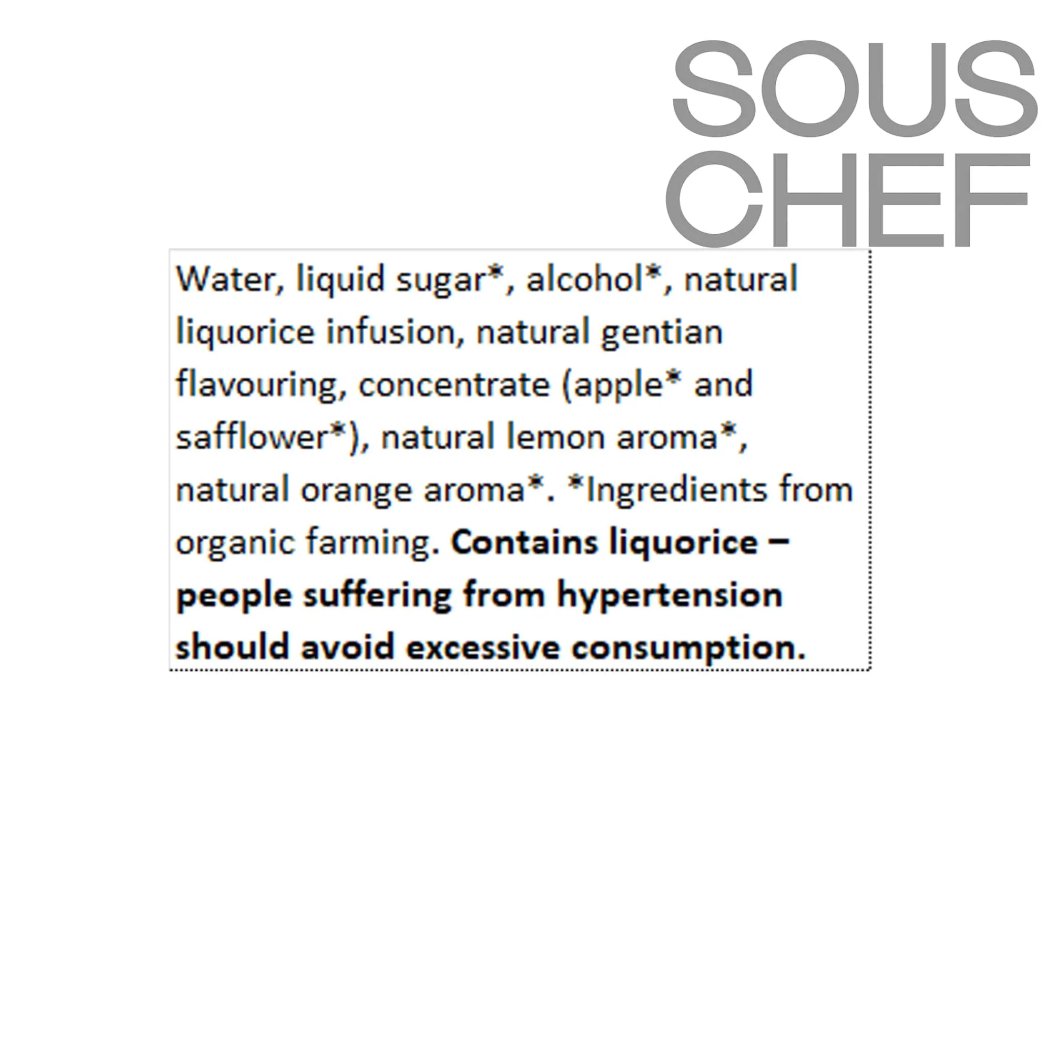 Clearance Organic Gentian Liquer, 15% ABV, 700ml Ingredients Brands|Drinks