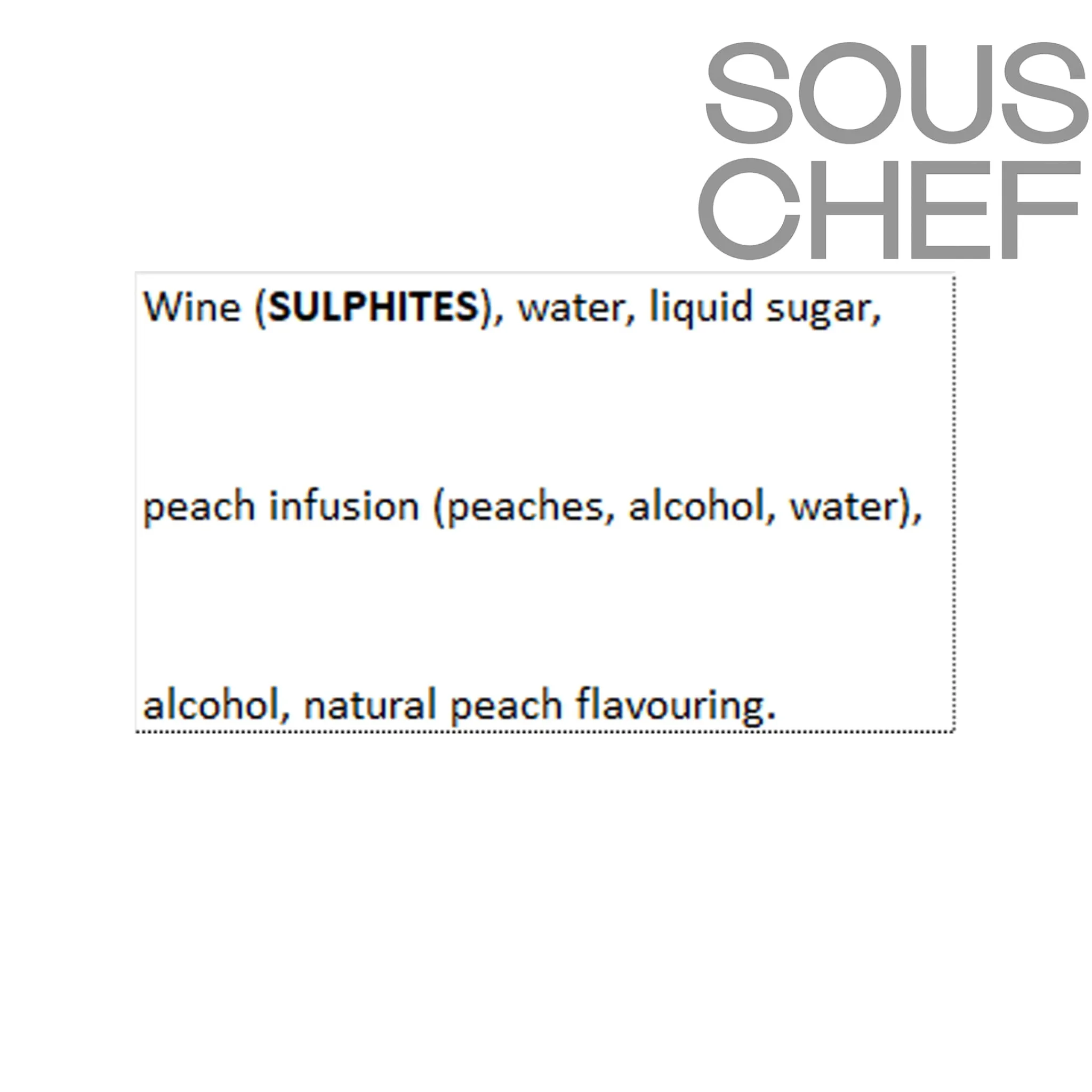 New Peach Aperitif 15V, 500ml Ingredients Brands|Drinks