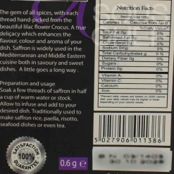 Hot Saffron, 0.6g Ingredients Brands|Herbs & Spices