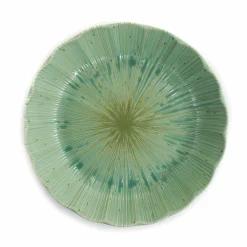 Hot Green Scalloped Japanese Deep Dinner Plate, 22cm Japanese Ingredients|Plates