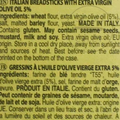 New Grissini Traditional Extra Virgin Olive Oil Breadsticks, 125g Ingredients Brands|Snacks
