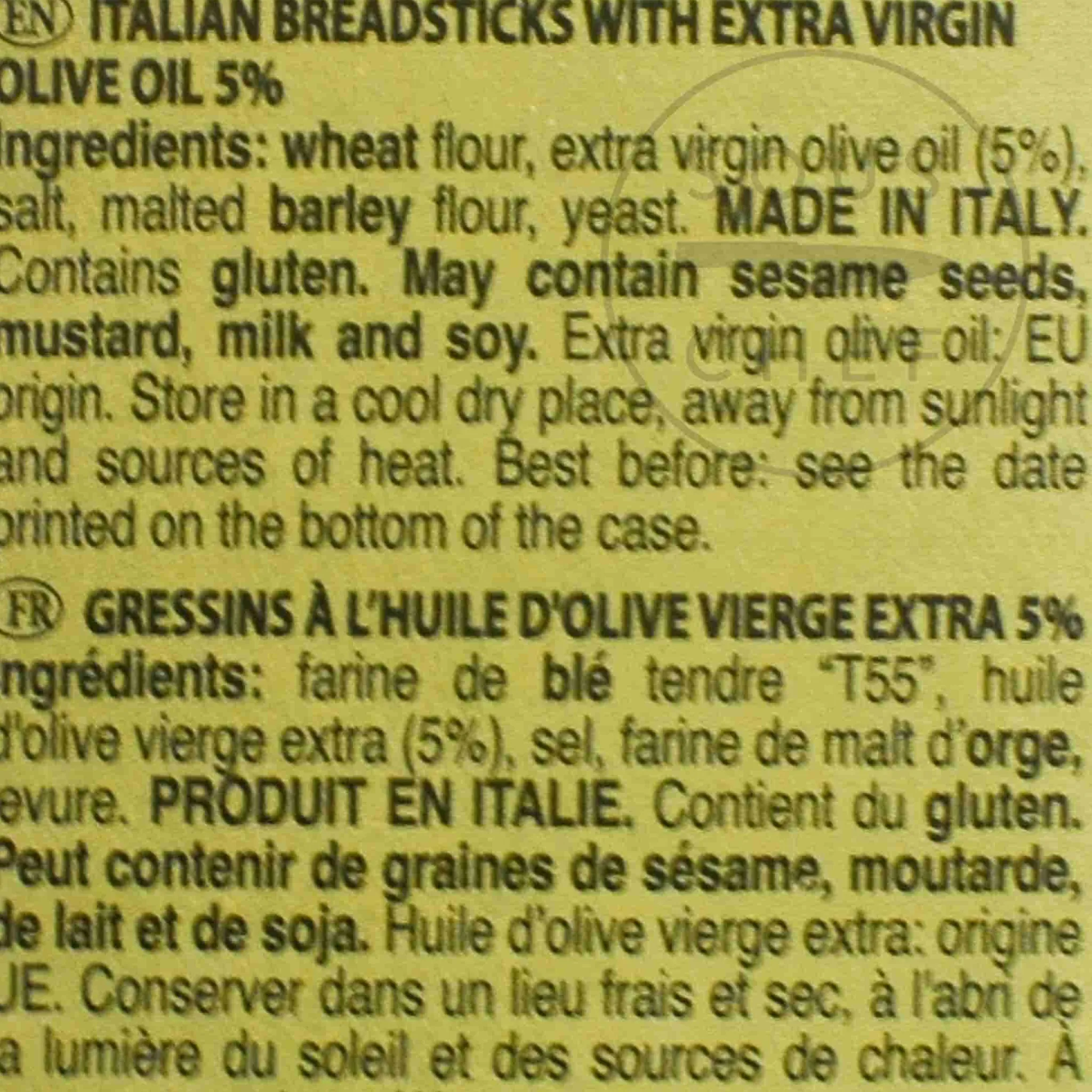 New Grissini Traditional Extra Virgin Olive Oil Breadsticks, 125g Ingredients Brands|Snacks