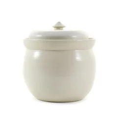 Hot Handmade Stoneware Fermenting Crock in White 2 litre Pickling, Preserving & Fermenting Jars