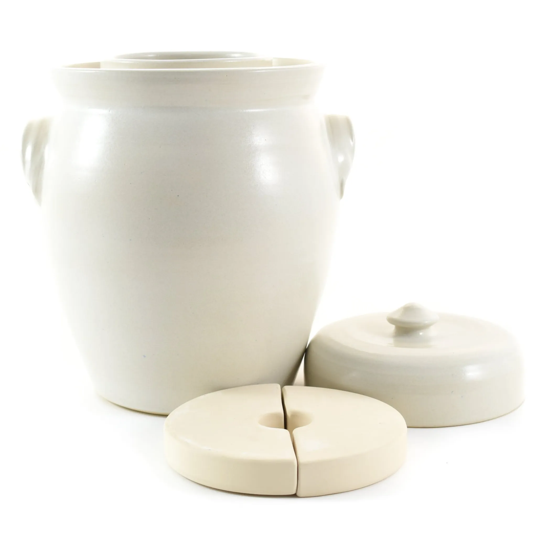 New Handmade Stoneware Fermenting Crock in White 4.5 litre Pickling, Preserving & Fermenting Jars