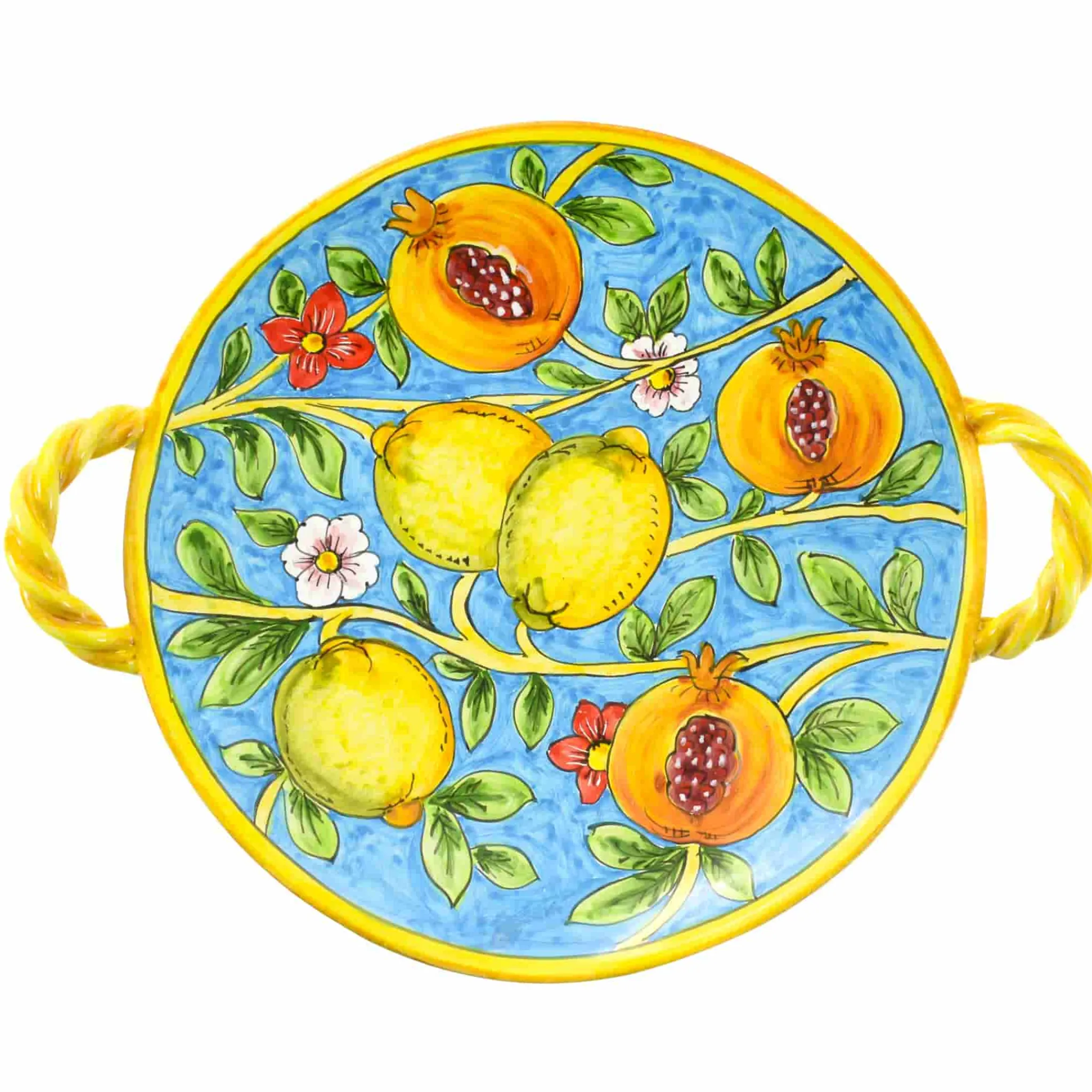 New Hand Painted Centrepiece Dish - Pomegranates & Lemons, 35cm Tableware Brands|Italian Ingredients