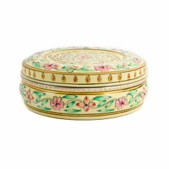 Best Hand Painted Single Tier White Tiffin Tin, 300ml Indian Ingredients|Food Storage & Containers