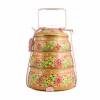 Hot Hand Painted Three Tier Yellow Tiffin Tin, 1.5 Litre Indian Ingredients|Food Storage & Containers