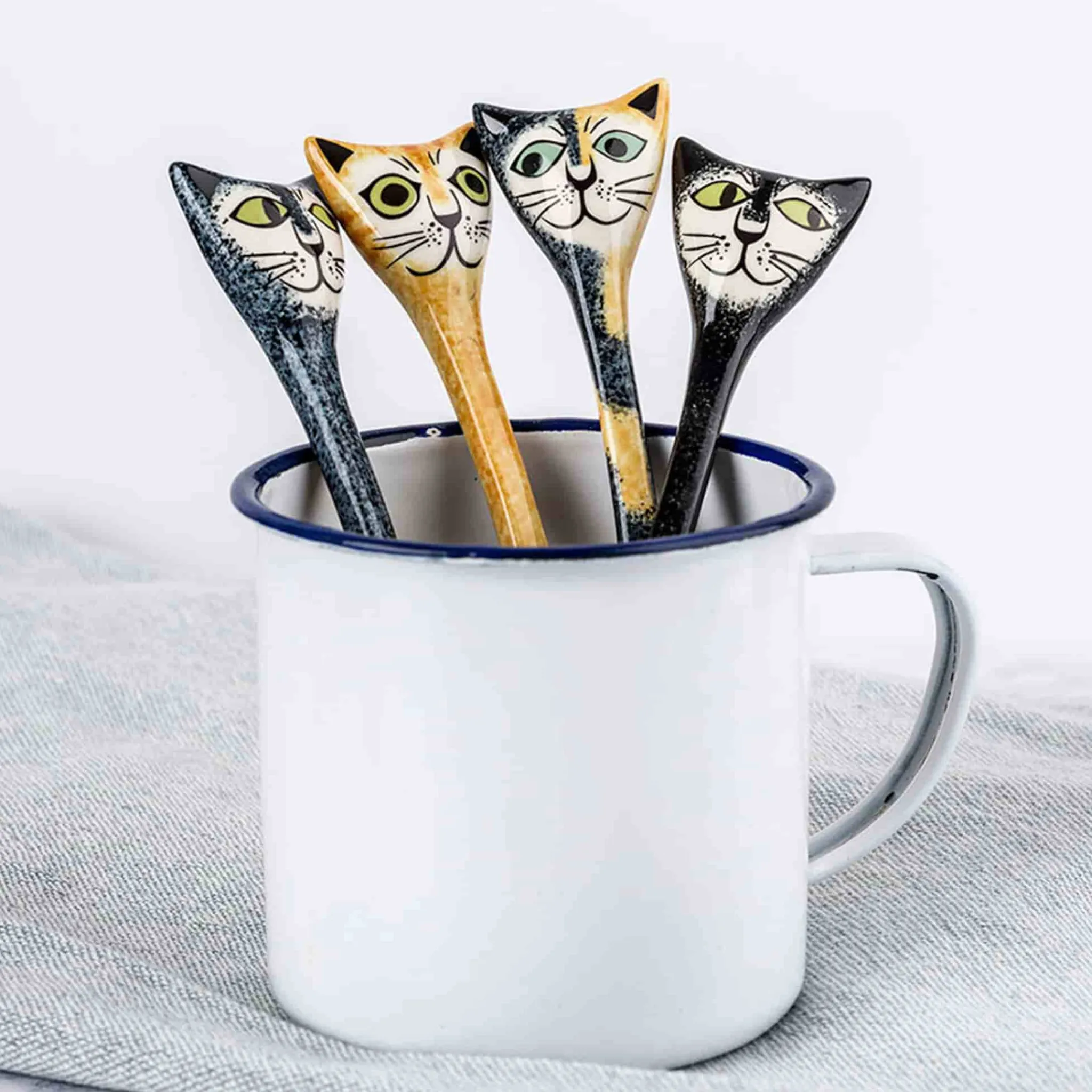 Hot Set of 4 Cat Spoons, 13cm Tableware Brands|Cutlery
