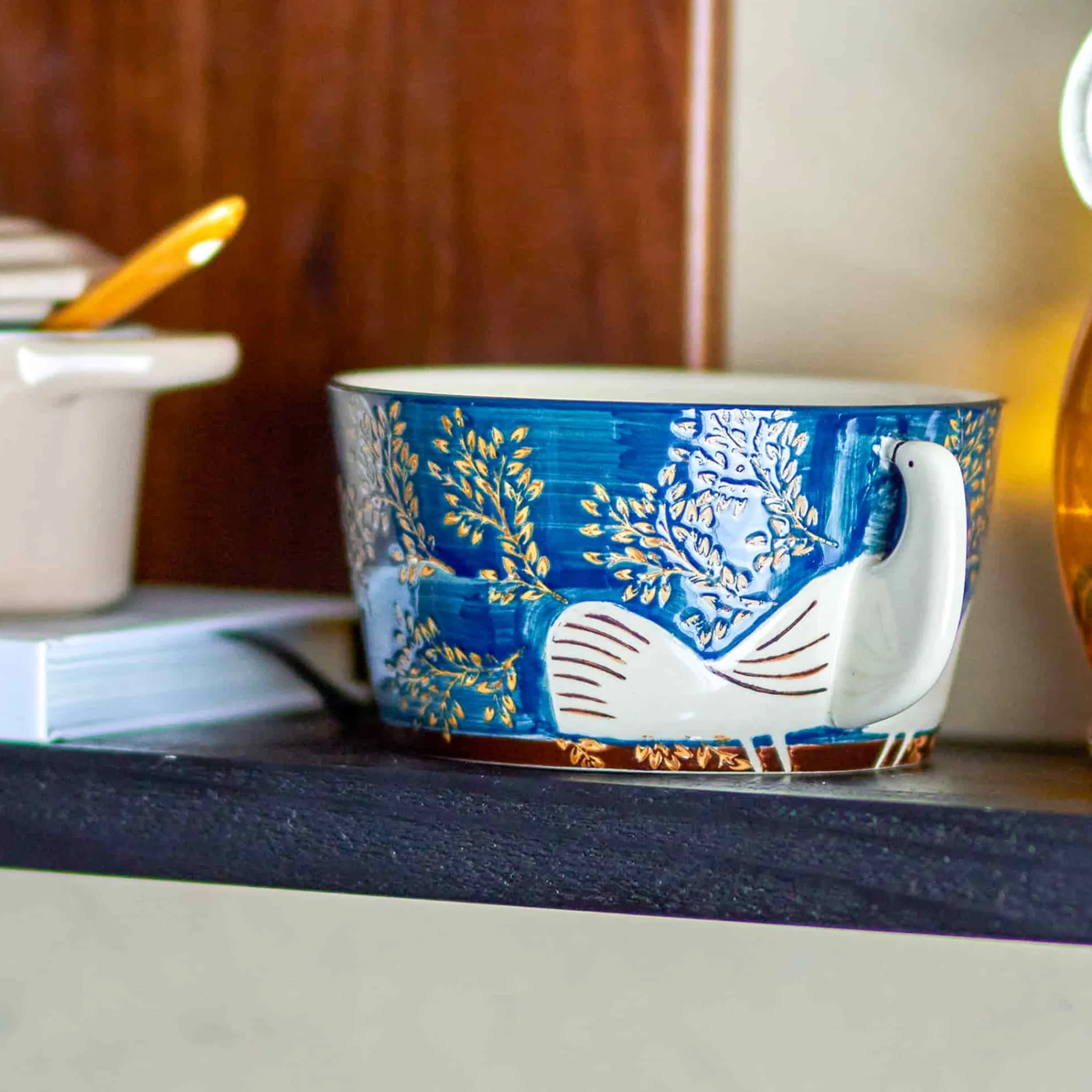 Online Hezha Blue Bowl with Bird, 13cm Crockery & Dinnerware|Bowls