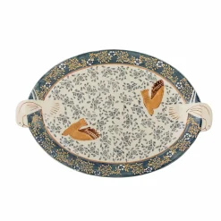 Best Hezha Blue Stoneware Serving Platter, 34x25cm Tableware Brands