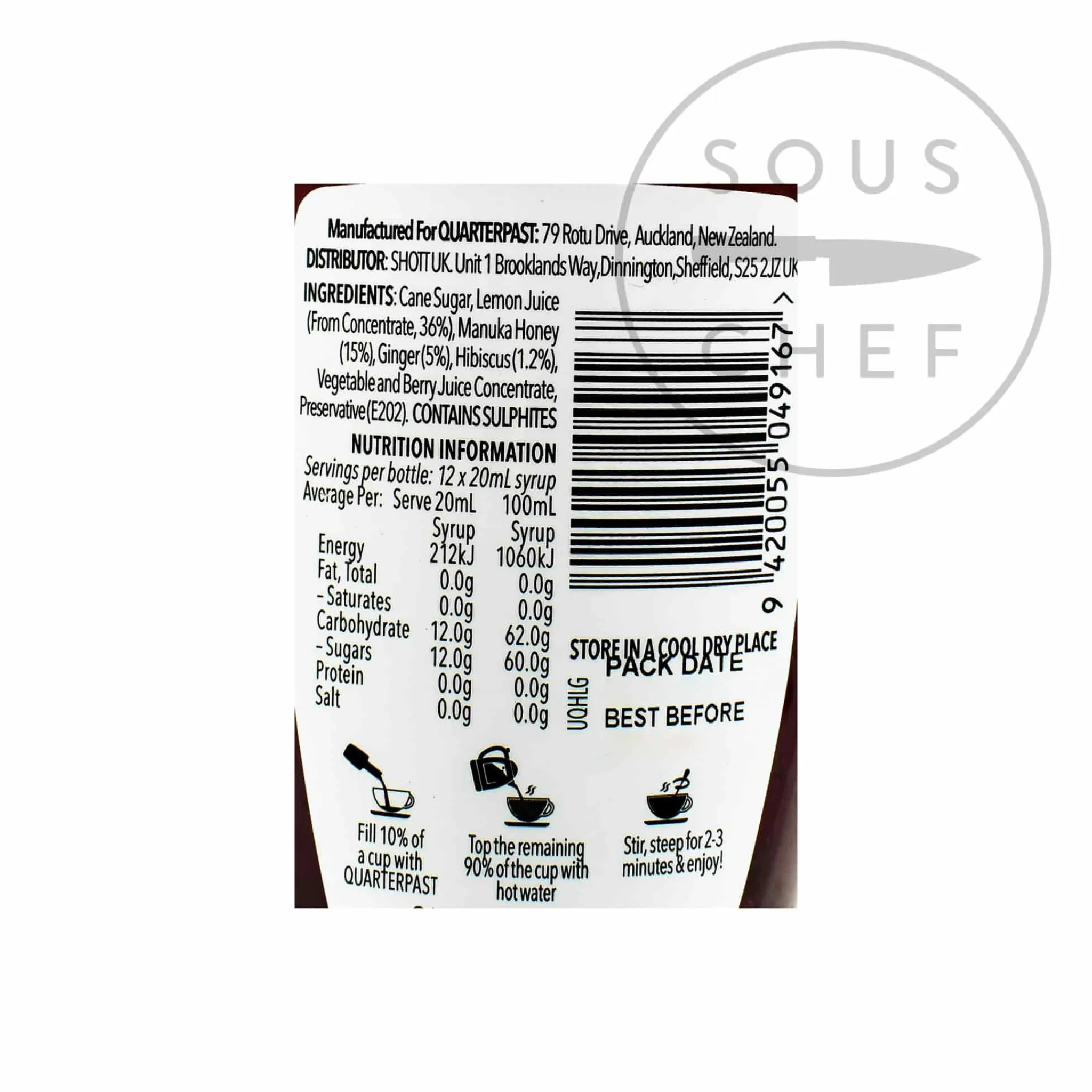Clearance Hibiscus Ginger & Manuka Honey Real Fruit Infusion, 250ml Ingredients Brands|Drinks