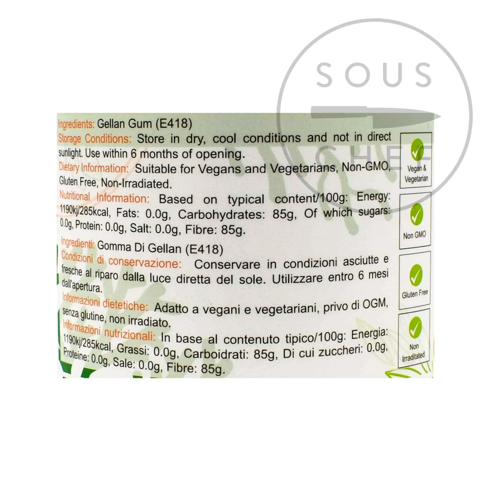 Outlet High Acyl Gellan Gum LT100, 100g Ingredients Brands|Baking Ingredients