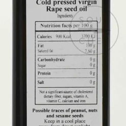 Organic Rapeseed Oil, Cold Pressed, 250ml Ingredients Brands|Oil, Vinegar & Dressings