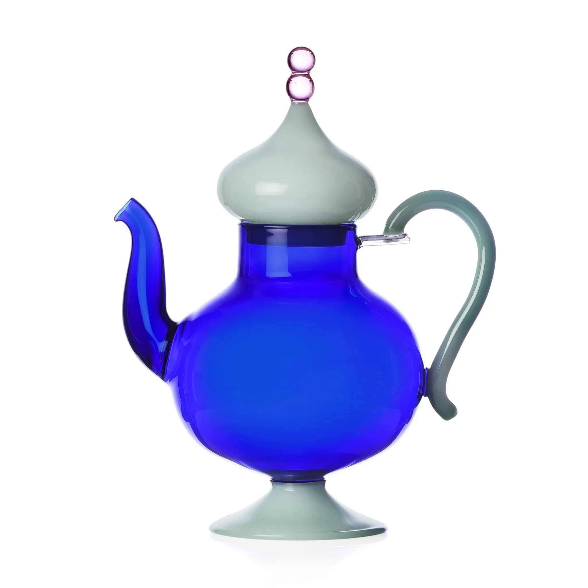 Hot Blue Teapot with Green Lid, 26.5cm Tableware Brands