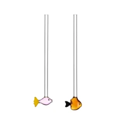 Outlet Pink & Orange Fish Straws with Cleaning Brush, 20cm Tableware Brands|Table Setting