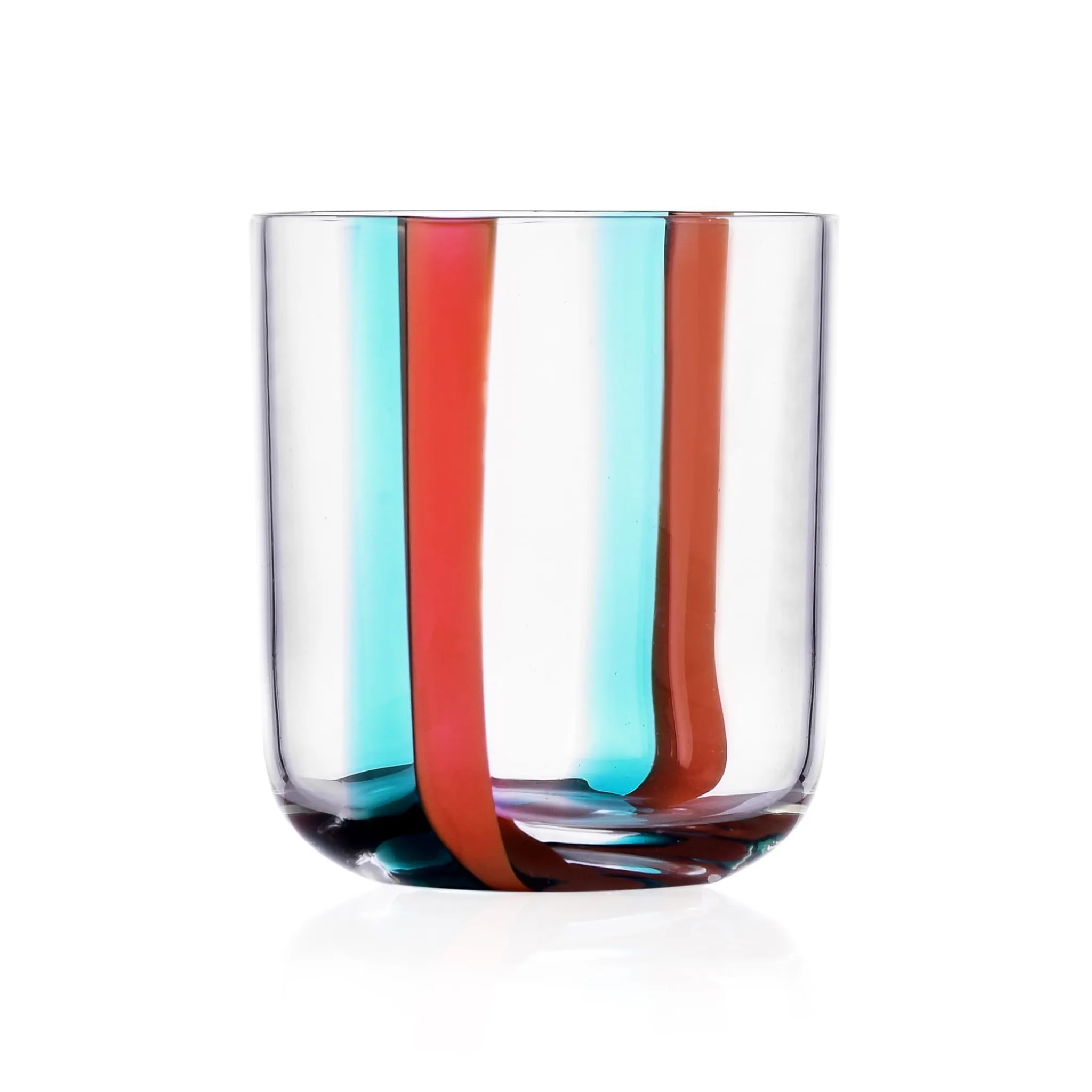 New Red & Teal Striped Tumbler, 350ml Tableware Brands
