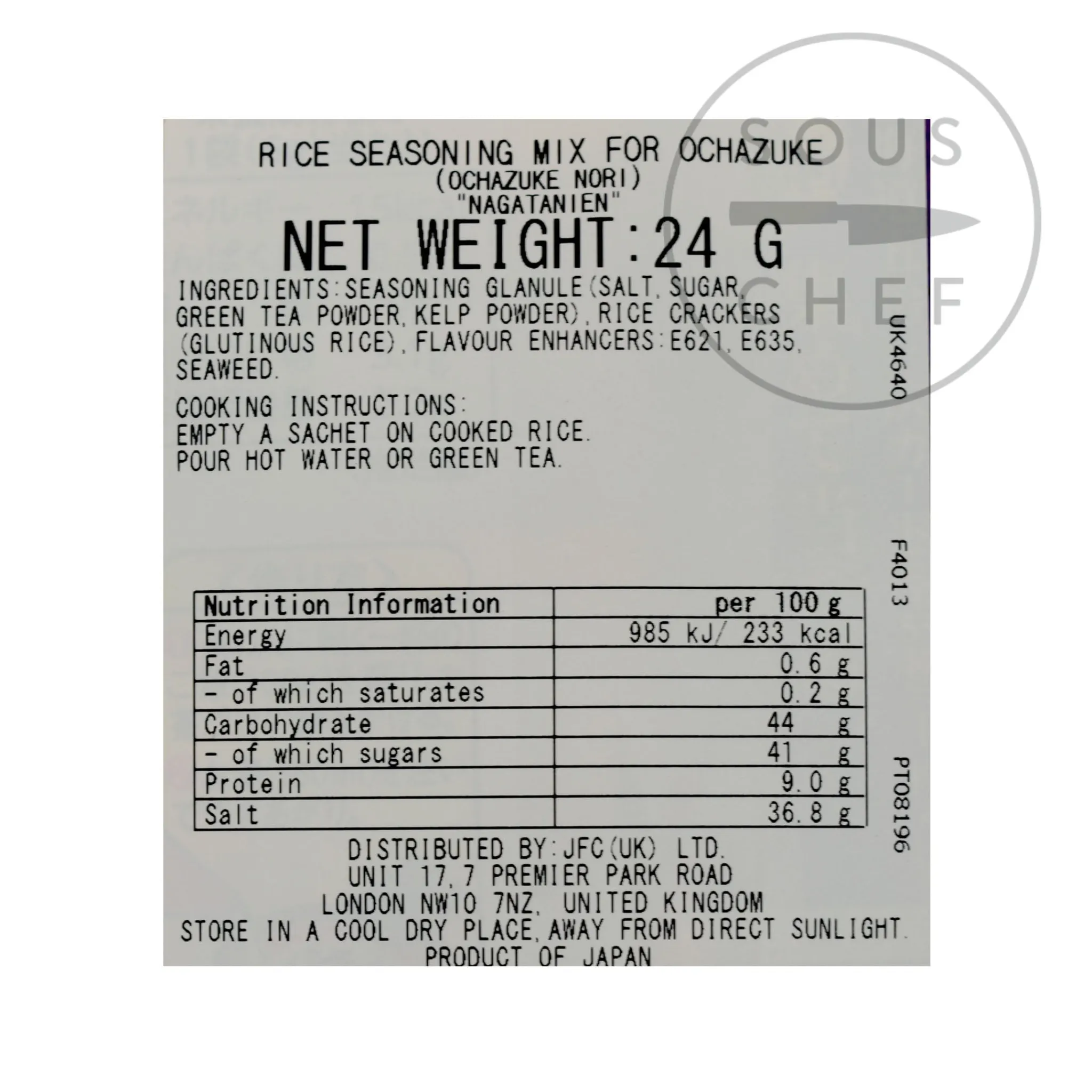 New Instant Ochazuke Rice Seasoning - Nori, 4 x 6g Ingredients Brands|Japanese Ingredients